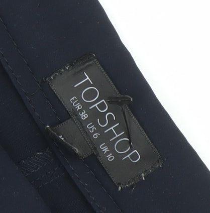 Topshop Women’s Navy Blue Pleated Trousers Size 10 Regular Fit
