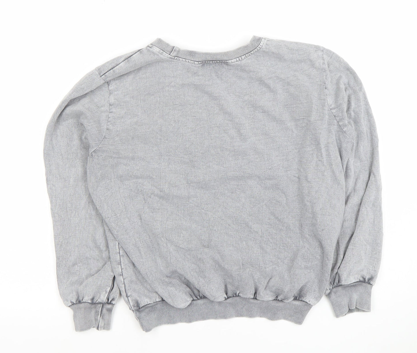Soft Surroundings Women Grey Embroidered Pullover Sweatshirt Size S