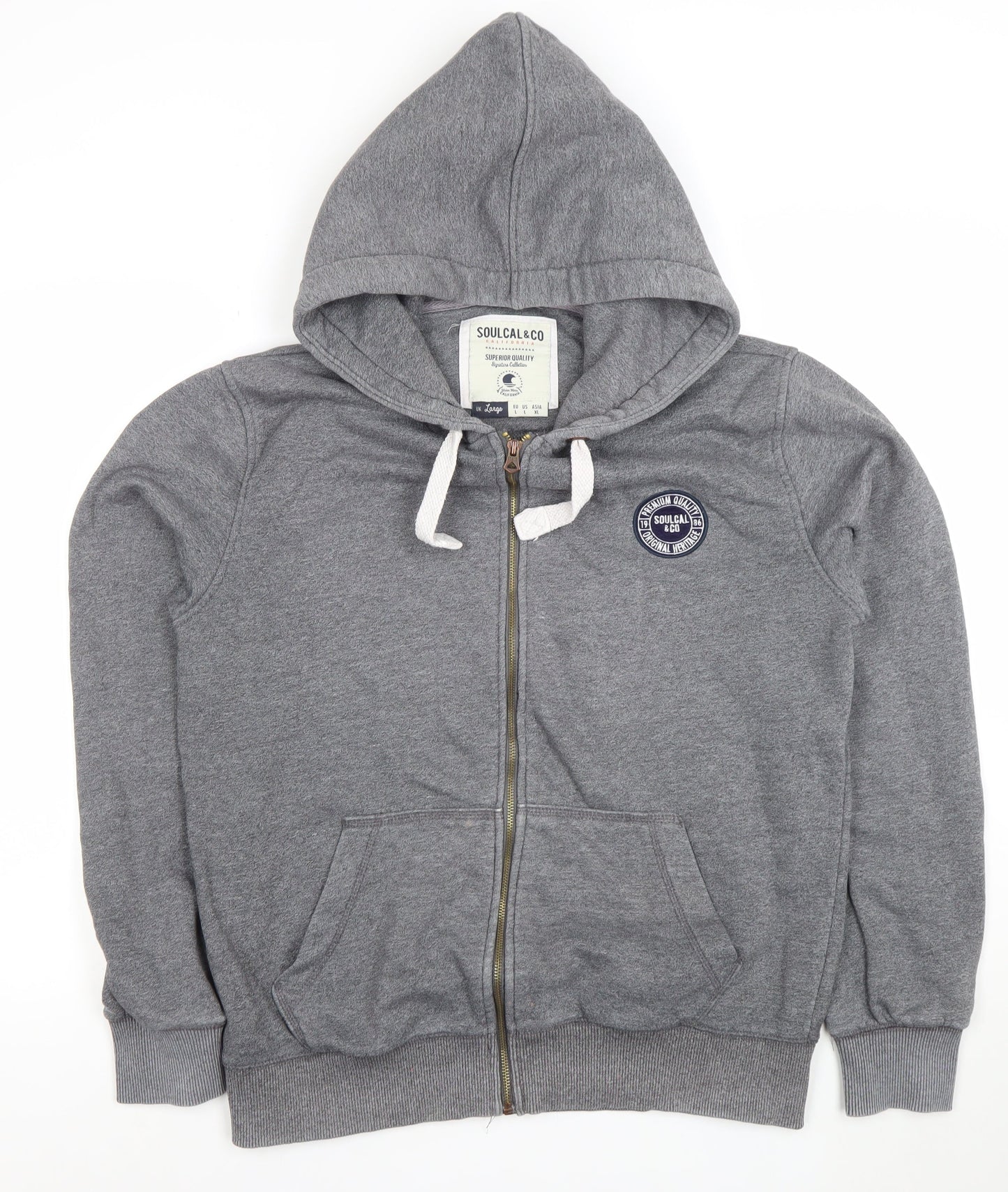 SoulCal & Co Grey Full Zip Hoodie Womens L Casual Cotton Blend