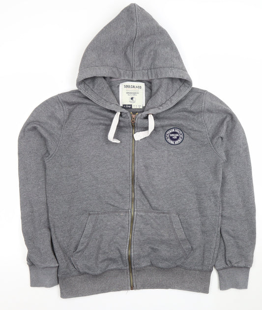 SoulCal & Co Grey Full Zip Hoodie Womens L Casual Cotton Blend