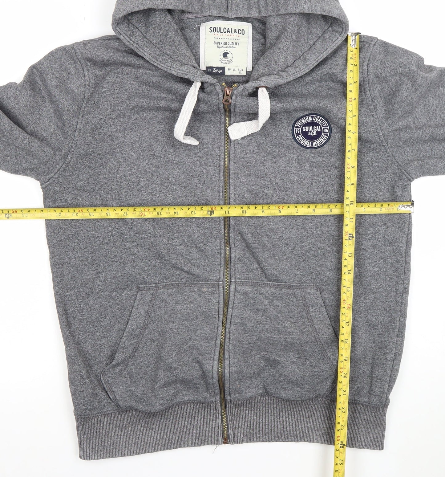 SoulCal & Co Grey Full Zip Hoodie Womens L Casual Cotton Blend