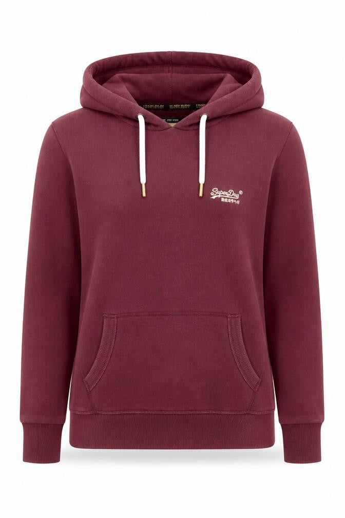Superdry Womens Burgundy Hooded Pullover Hoodie UK 14 Orange Label