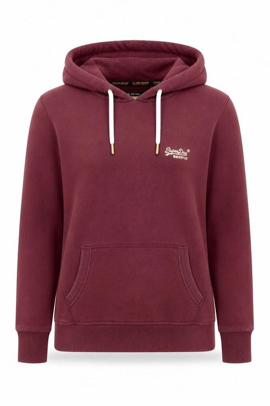 Superdry Womens Burgundy Hooded Pullover Hoodie UK 14 Orange Label
