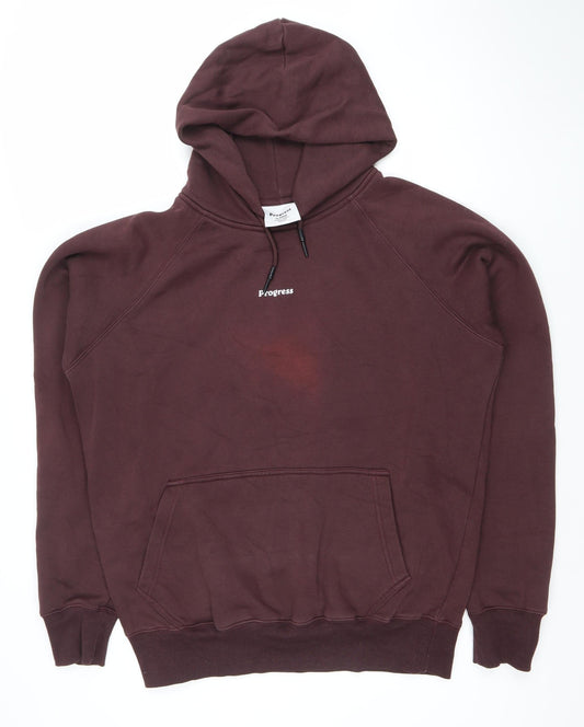 Progress Men's Brown XL Pullover Hoodie with Logo Front Pocket