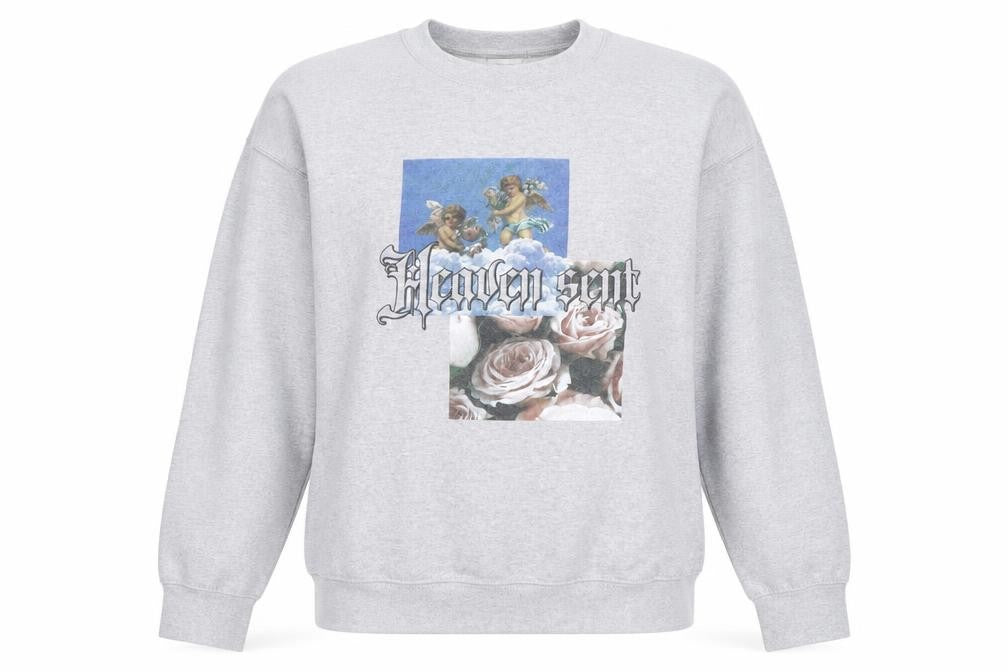 Spotted Grey Heaven Sent Graphic Womens Medium Pullover Sweatshirt