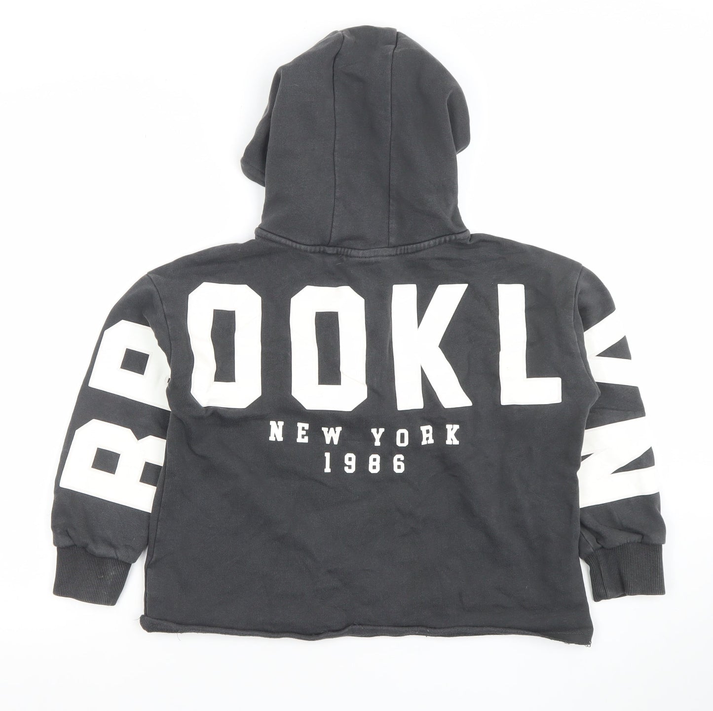 Next Boys Black 9 Years 1/2 Zip Hoodie New York 1986 Graphic Print