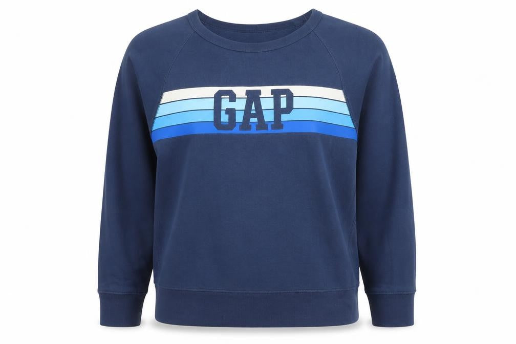 Gap Women Blue Logo Crew Neck Pullover Sweatshirt Size M