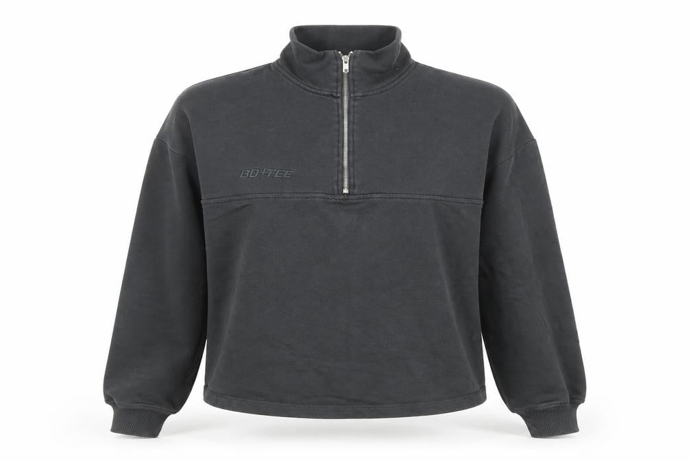 Bo+Tee Women's Black Small 1/4 Zip Pullover Sweatshirt