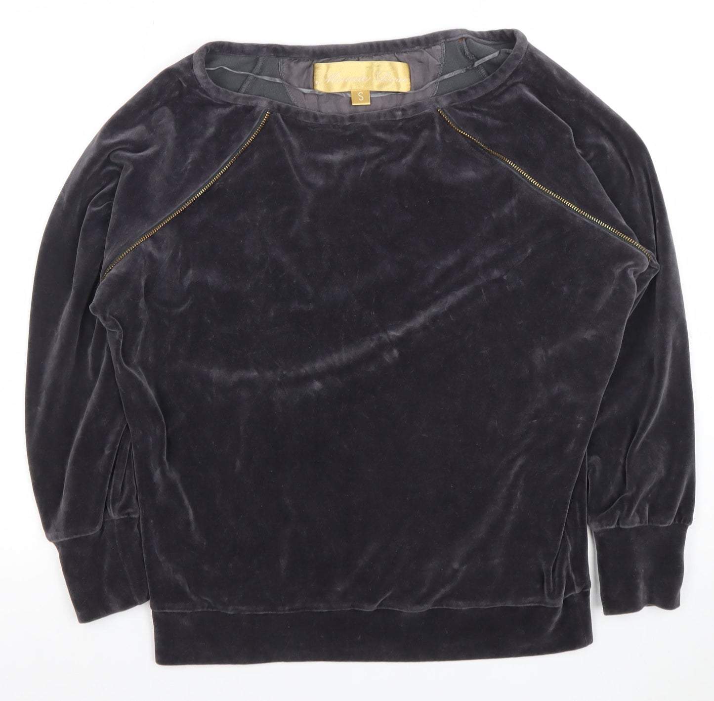 Minnie Rose Women Black Velvet Pullover Sweatshirt Size S