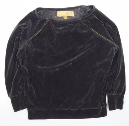 Minnie Rose Women Black Velvet Pullover Sweatshirt Size S