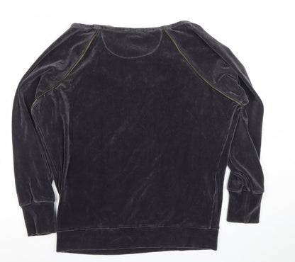 Minnie Rose Women Black Velvet Pullover Sweatshirt Size S