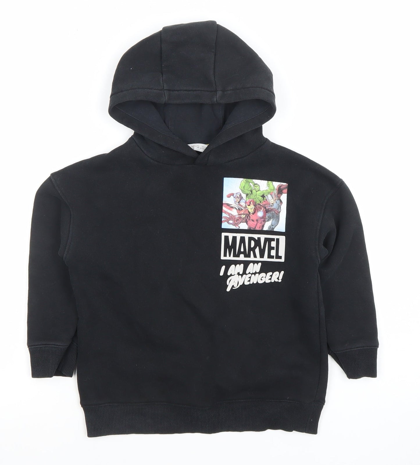 MNG Boys Black Marvel Avengers Pullover Hoodie Size 5-6 Years