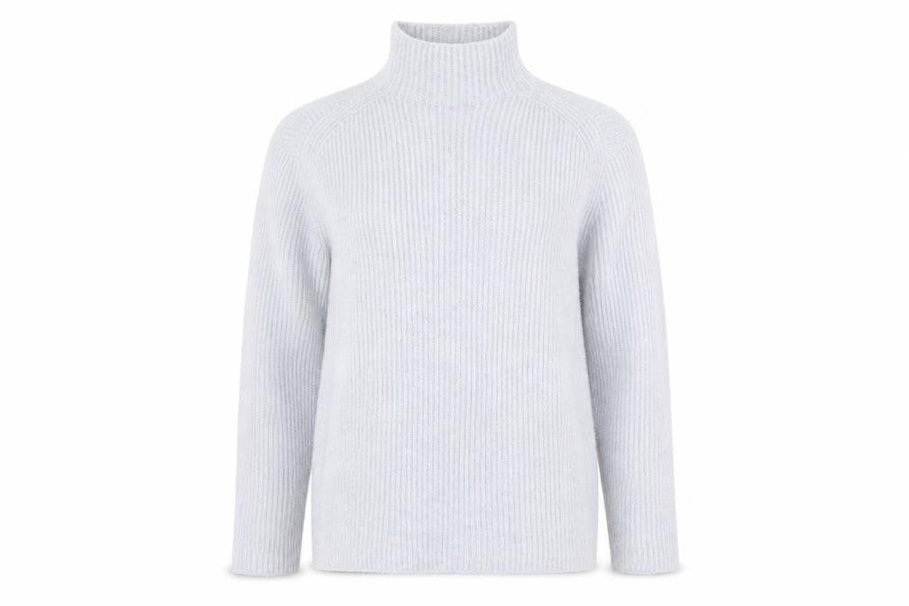 MNG Women's Grey High Neck Ribbed Knit Jumper Size S