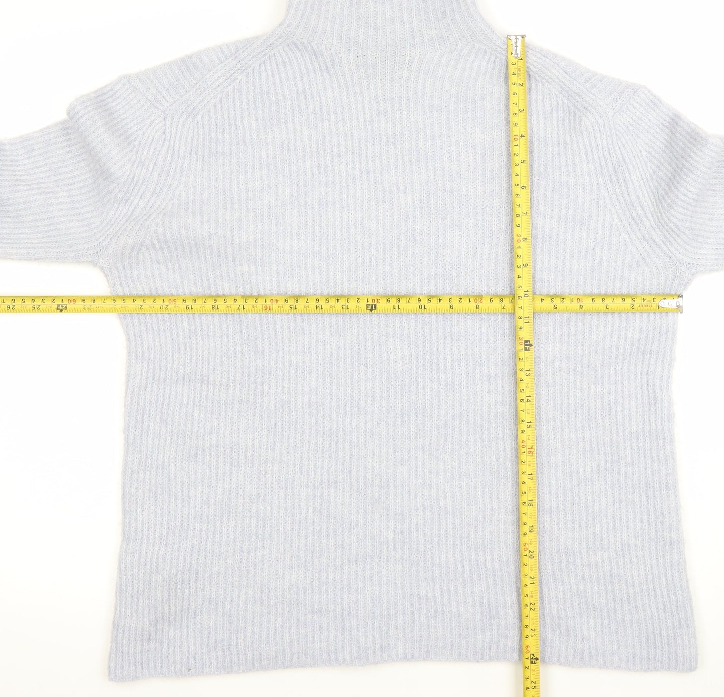 MNG Women's Grey High Neck Ribbed Knit Jumper Size S