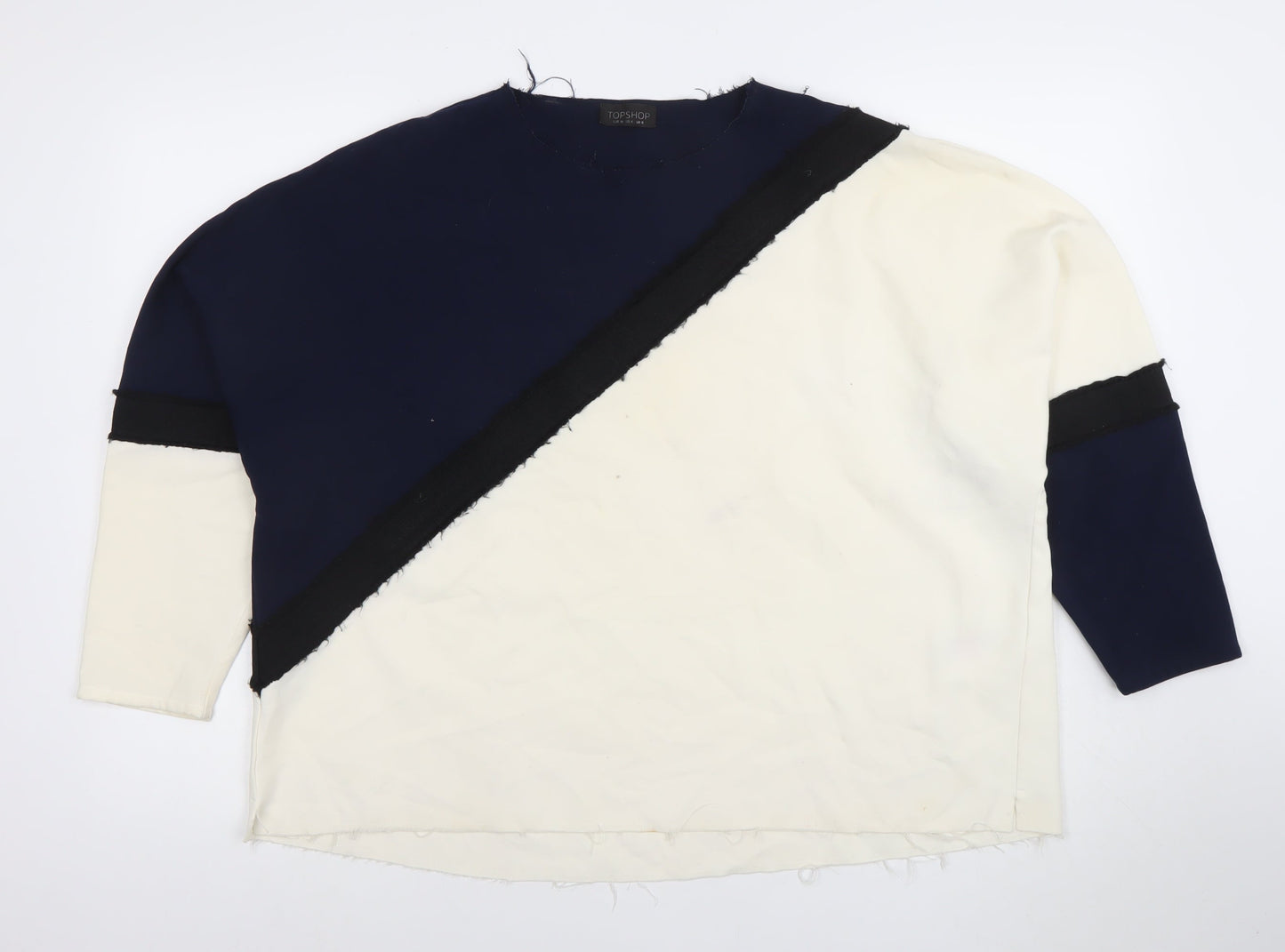 Topshop Women’s Navy & Cream Colourblock Long Sleeve Top UK 8