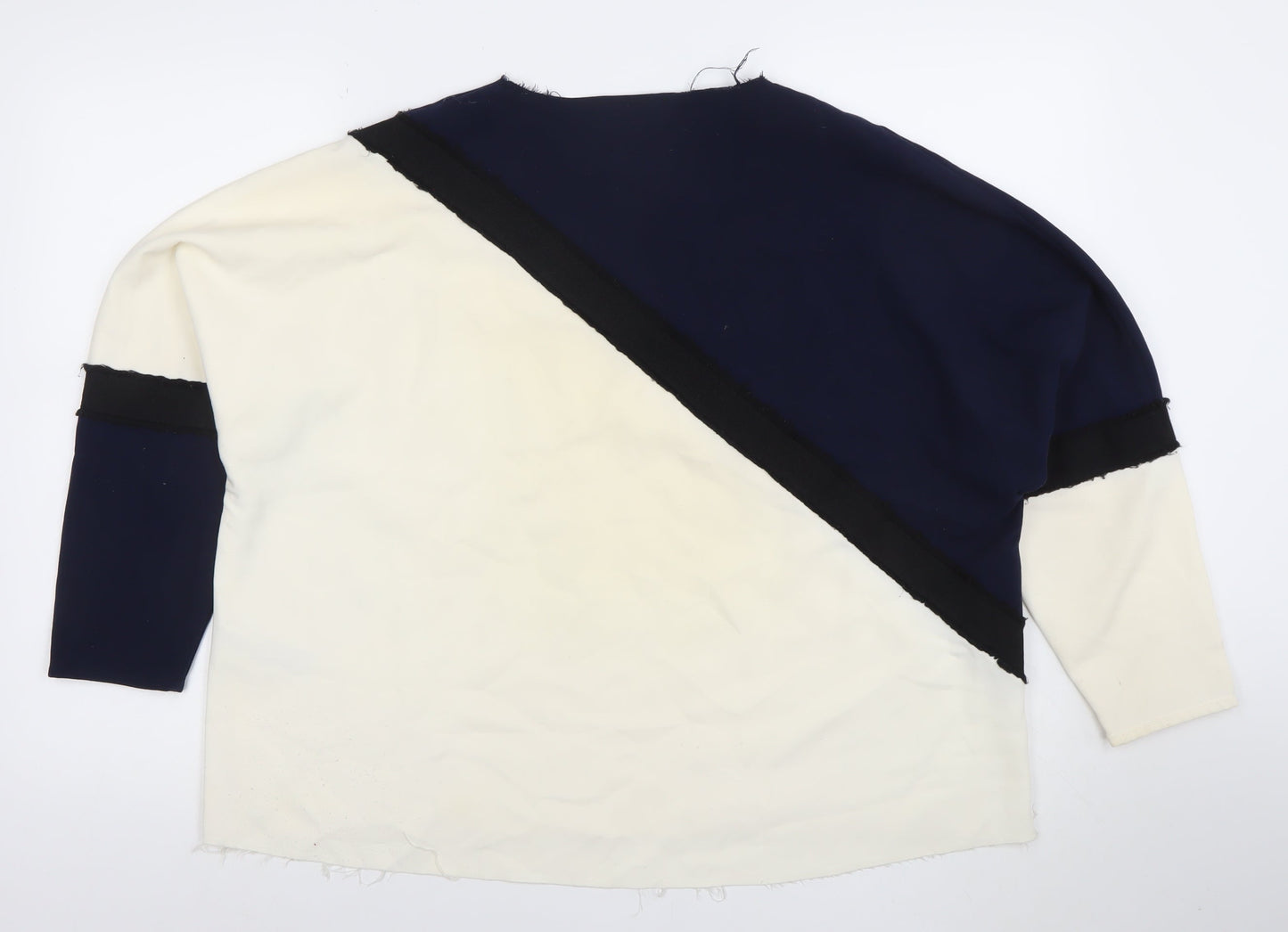 Topshop Women’s Navy & Cream Colourblock Long Sleeve Top UK 8