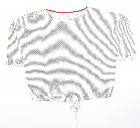 Aeropostale Womens White Striped Cropped Tie Cotton T-Shirt L