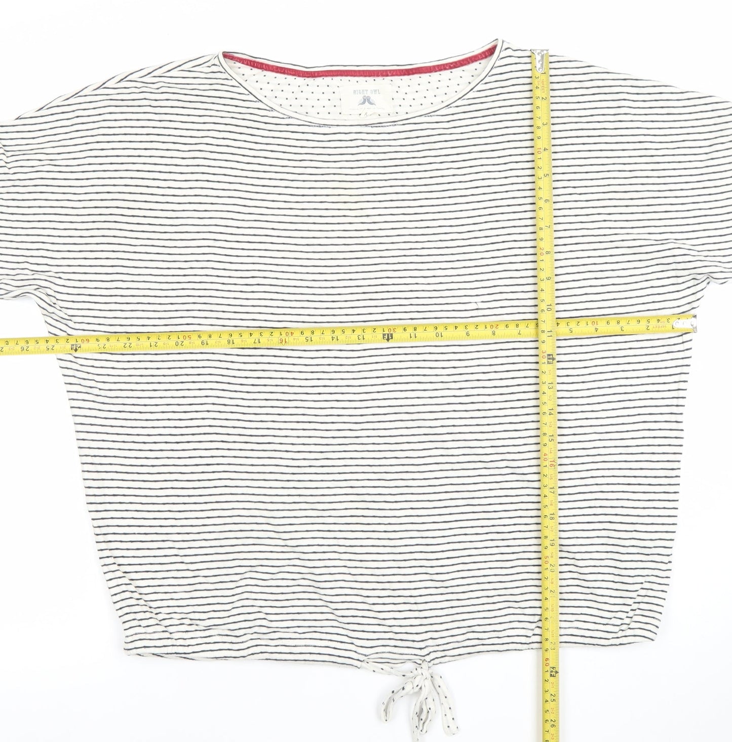 Aeropostale Womens White Striped Cropped Tie Cotton T-Shirt L