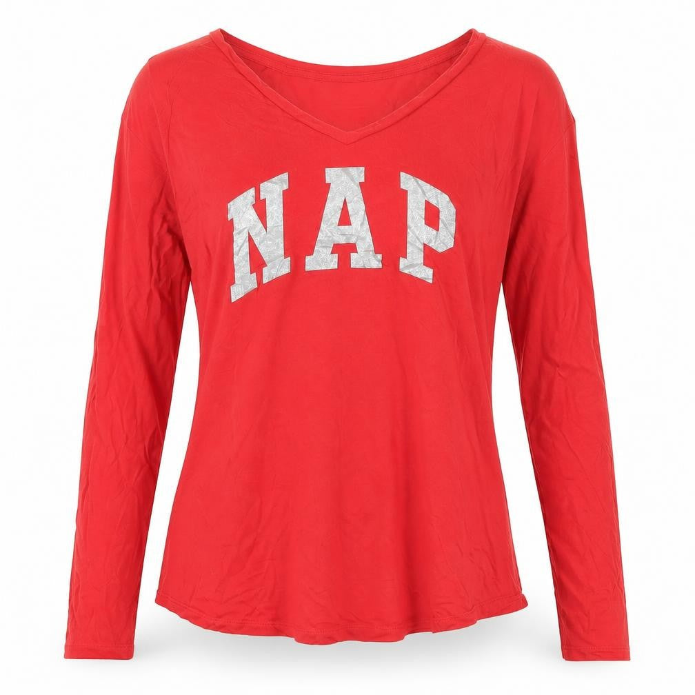 GapBody Women's Red V-Neck Long Sleeve Modal Blend T-Shirt Size S
