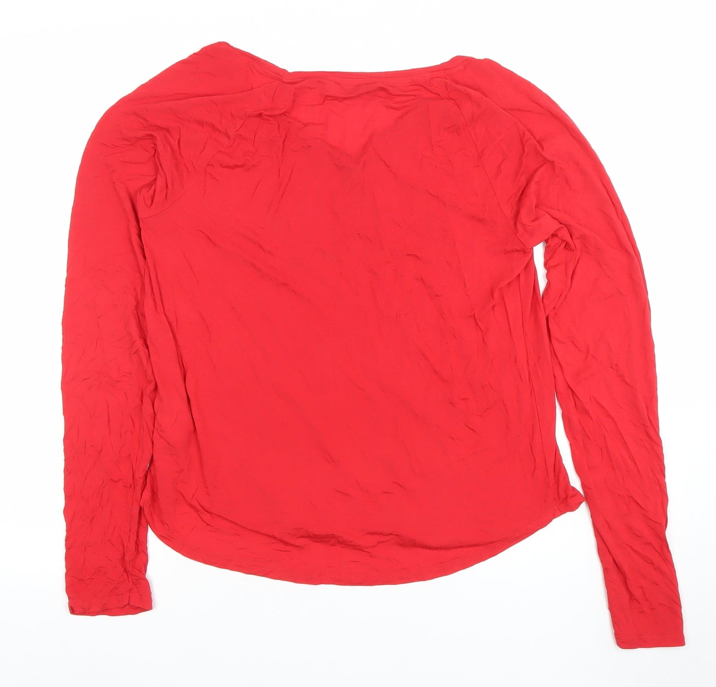 GapBody Women's Red V-Neck Long Sleeve Modal Blend T-Shirt Size S