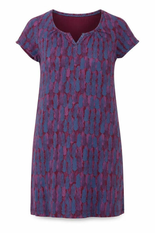Mistal Womens Purple Feather Print Cotton Shift Dress Size 10