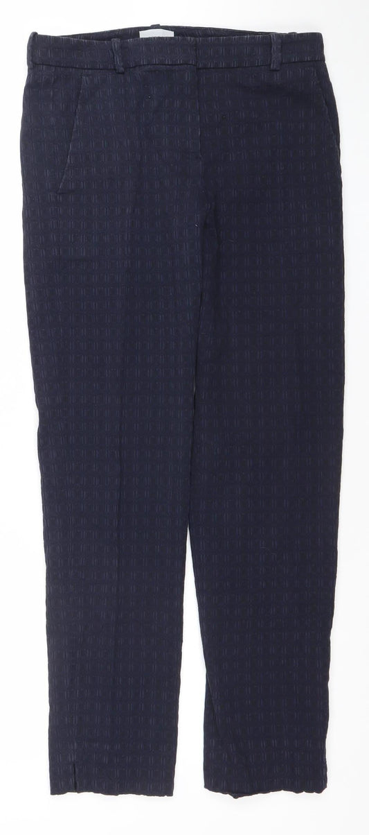 Jigsaw Women's Blue Textured Tailored Cotton Trousers Size 8