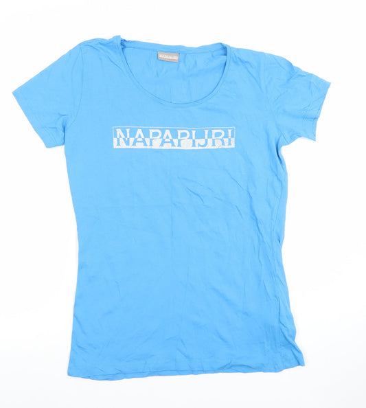 Napapijri Womens Blue Medium Cotton Logo T-Shirt
