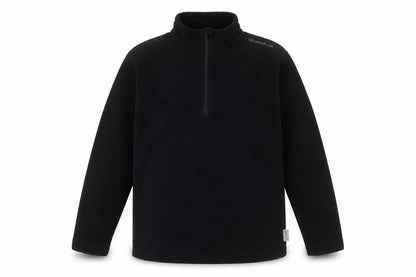 Front view of Quechua boys’ black fleece 1/4 zip pullover sweatshirt 12 years