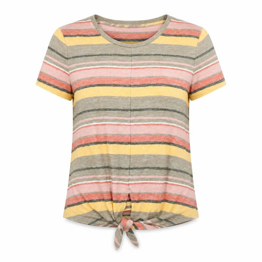 Madewell Women’s Multicoloured Striped Tie Front T-Shirt Size S