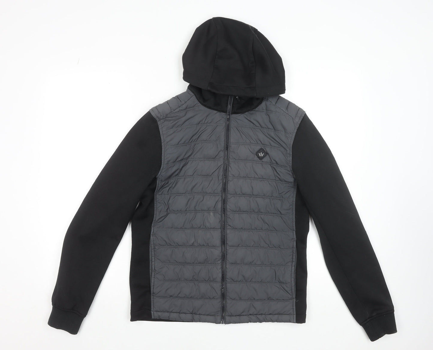 Next Men's Grey Softshell Hooded Puffer Jacket Size S 36-38" Regular Fit