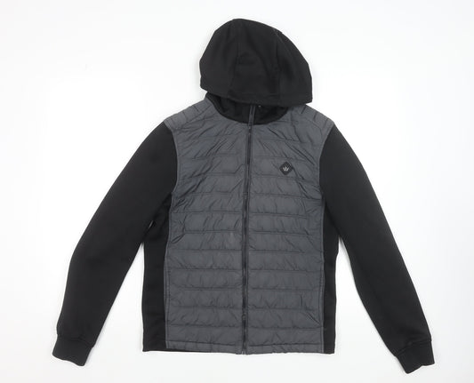Next Men's Grey Softshell Hooded Puffer Jacket Size S 36-38" Regular Fit