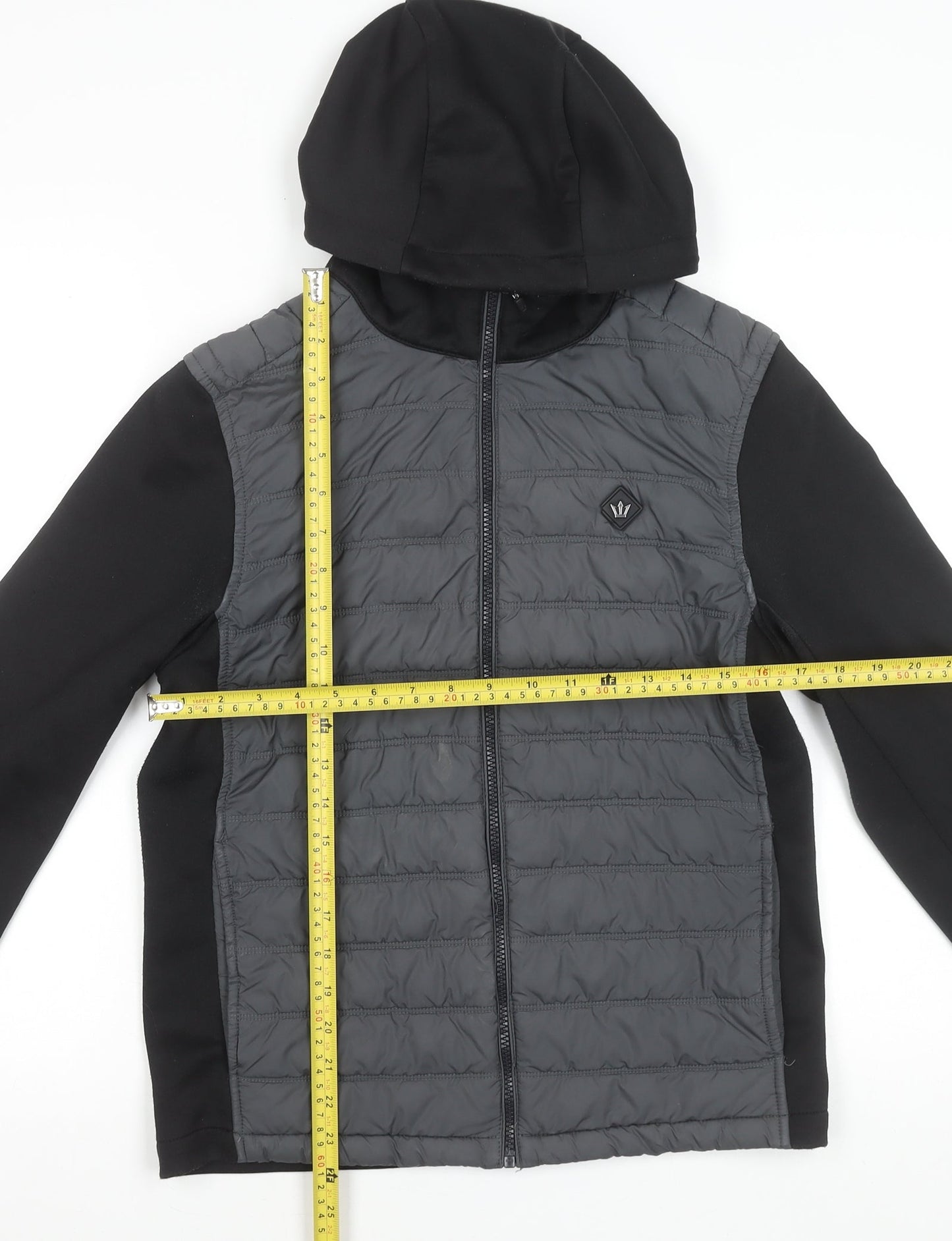 Next Men's Grey Softshell Hooded Puffer Jacket Size S 36-38" Regular Fit