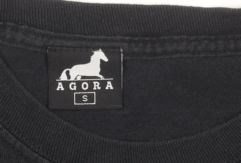 Agora Men's Black Long Sleeve Graphic Space Theme T-Shirt Small