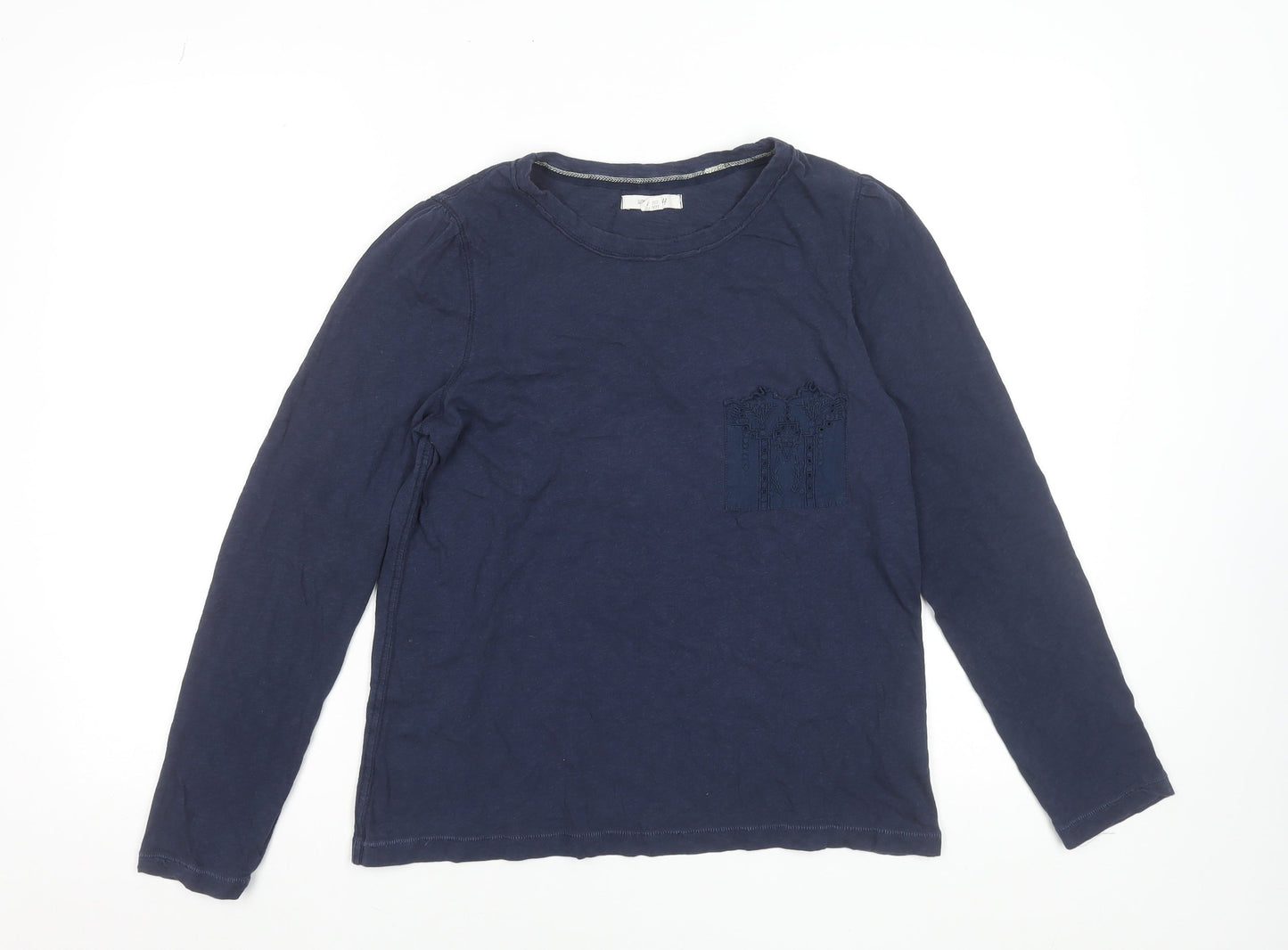 White Stuff Womens Blue Long Sleeve Cotton T-Shirt UK 10