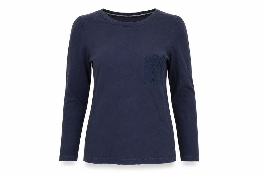 White Stuff Womens Blue Long Sleeve Cotton T-Shirt UK 10