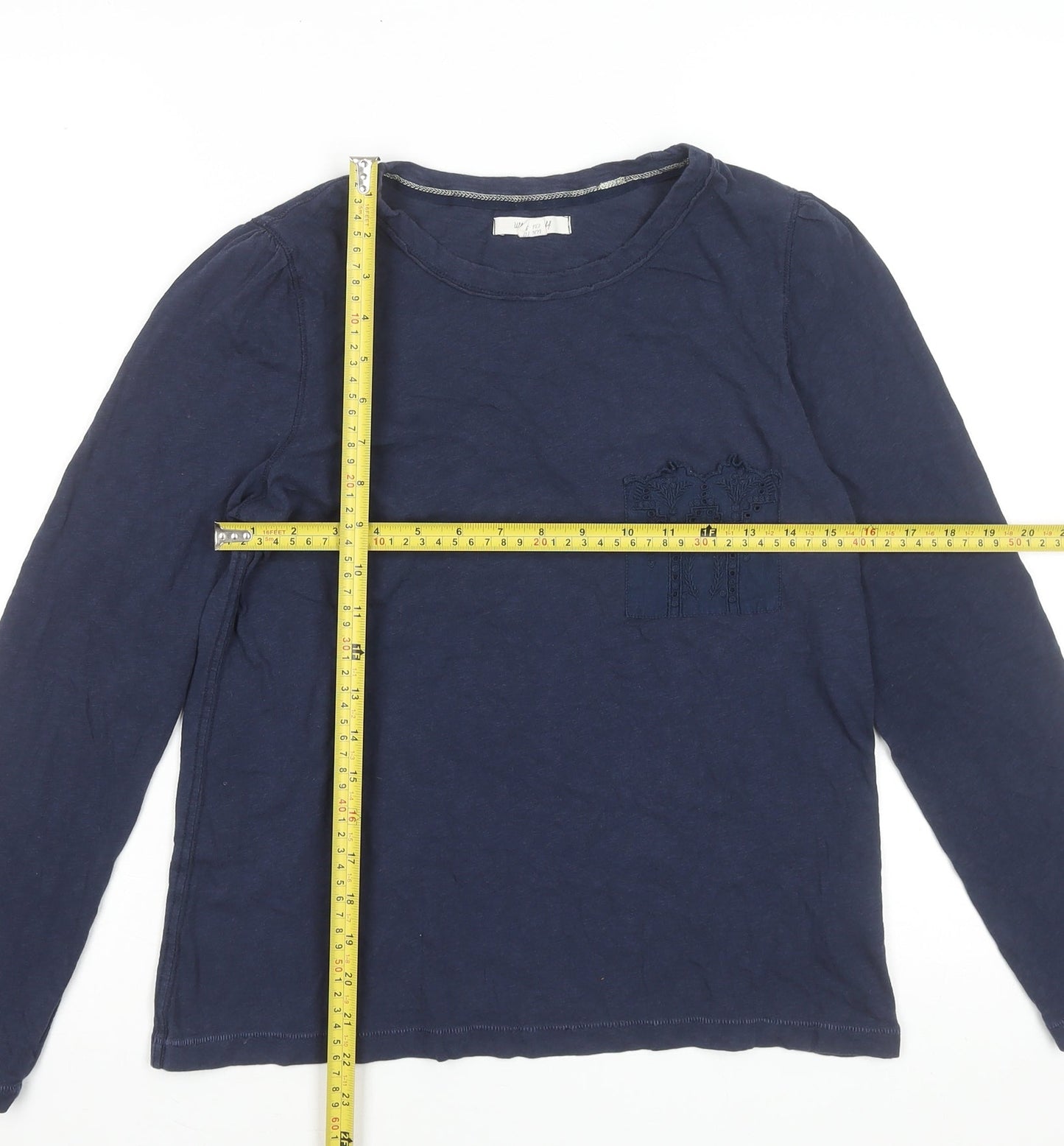 White Stuff Womens Blue Long Sleeve Cotton T-Shirt UK 10