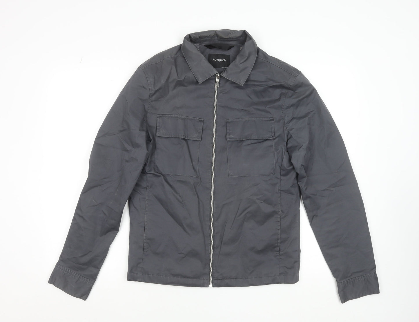 Marks and Spencer Men’s Grey Cotton Twill Zip Jacket S