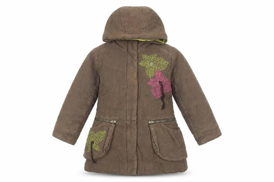 Marèse Girls Brown Floral Hooded Cotton Parka Coat 6 Years
