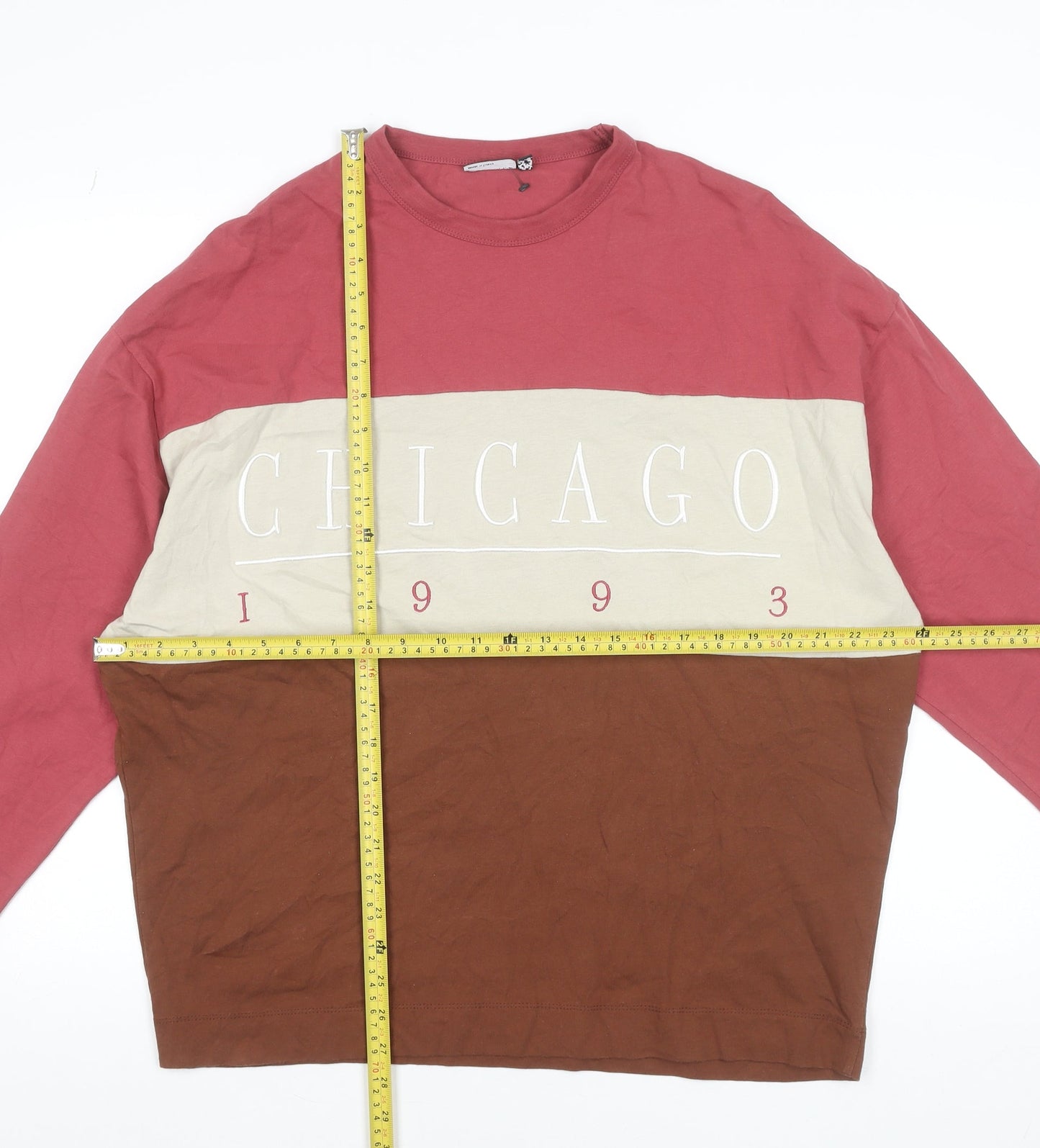 ASOS DESIGN Men's Multicoloured Chicago 1993 Long Sleeve T-Shirt Size S