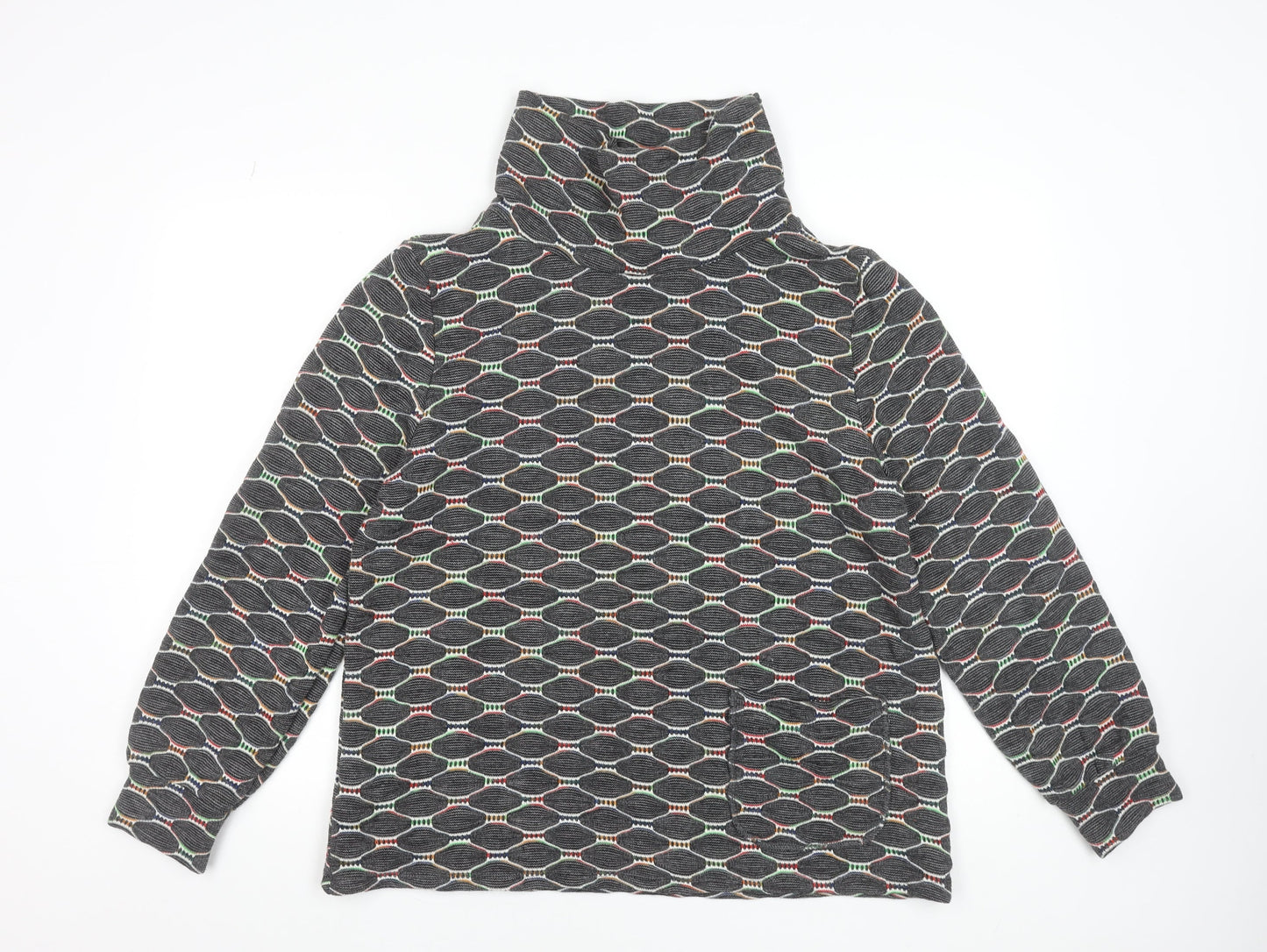 Luca Vanucci Women's Multicoloured Geometric Knit Roll Neck Tunic Blouse XL