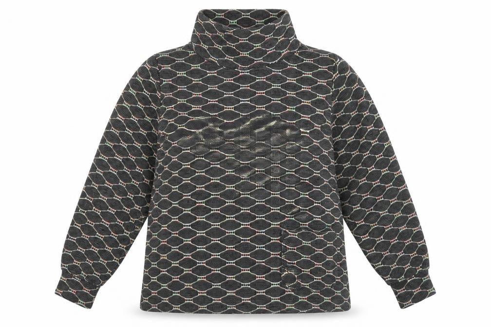 Luca Vanucci Women's Multicoloured Geometric Knit Roll Neck Tunic Blouse XL