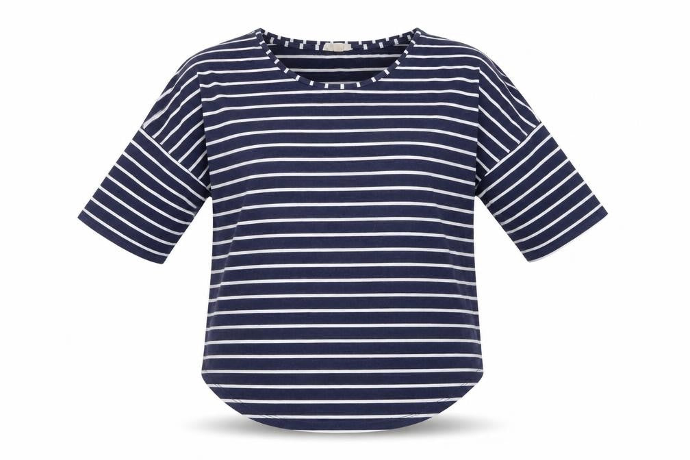Phase Eight Women’s Blue White Striped 3/4 Sleeve Jersey T-Shirt UK 14