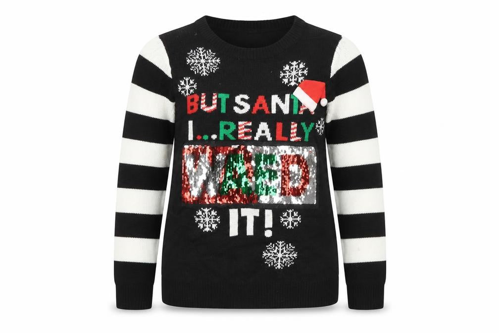 No Boundaries Teens Black Christmas Sequin Jumper M