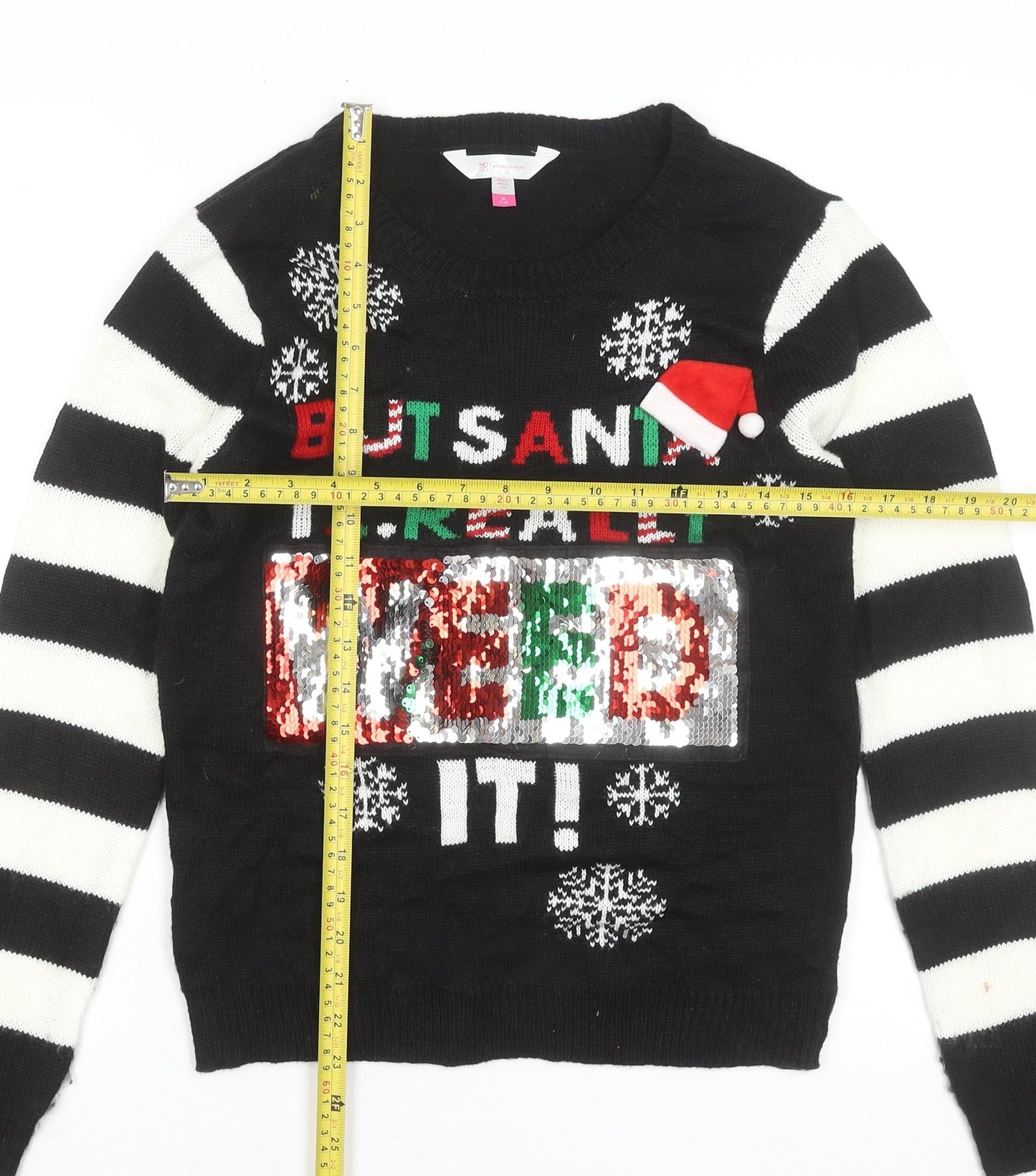 No Boundaries Teens Black Christmas Sequin Jumper M