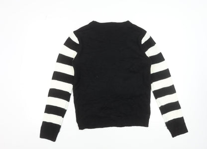 No Womens Boundaries Black Christmas Sequin Jumper M