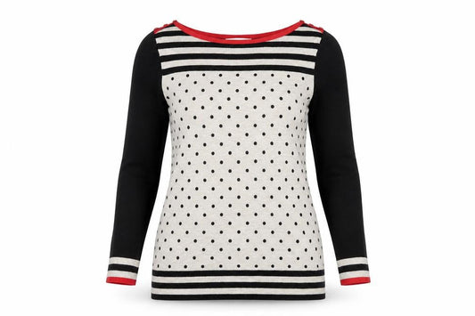 Debenhams Women’s Beige Polka Dot Stripe Knit Jumper Size 12