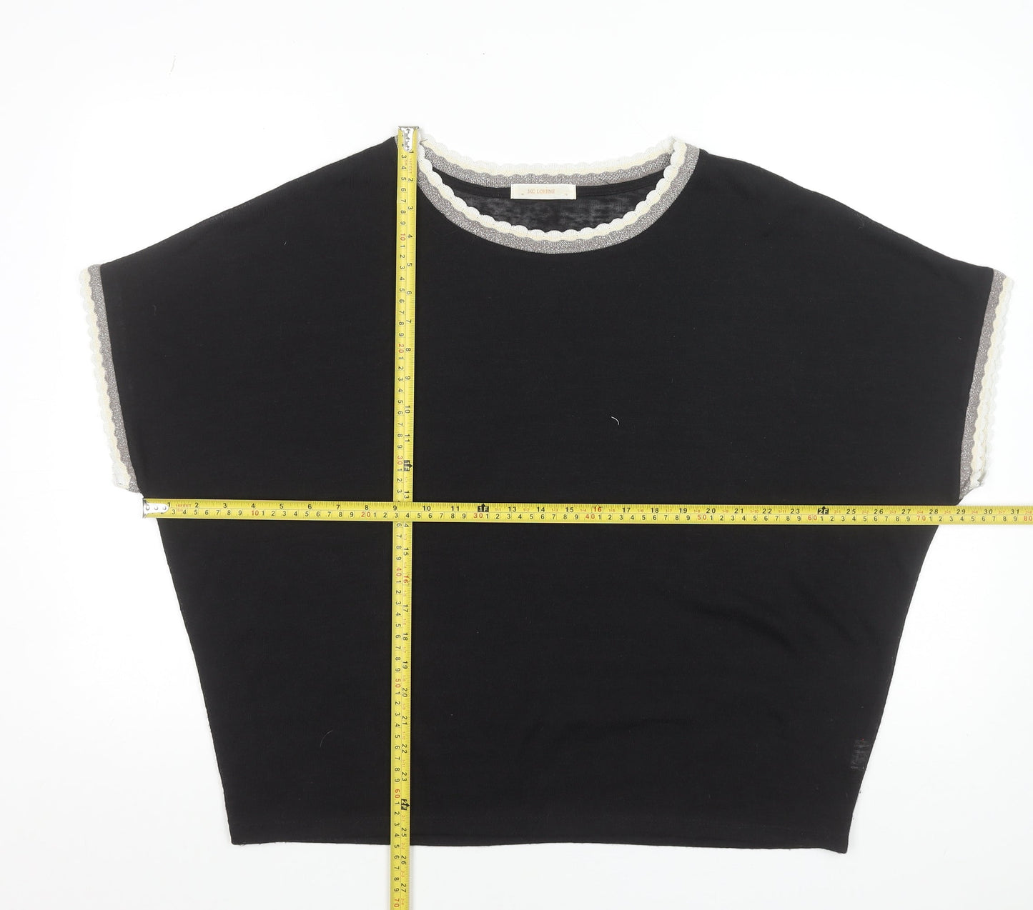 MC Lorene Womens Black Crew Neck Short Sleeve Knit Pullover Jumper Size S