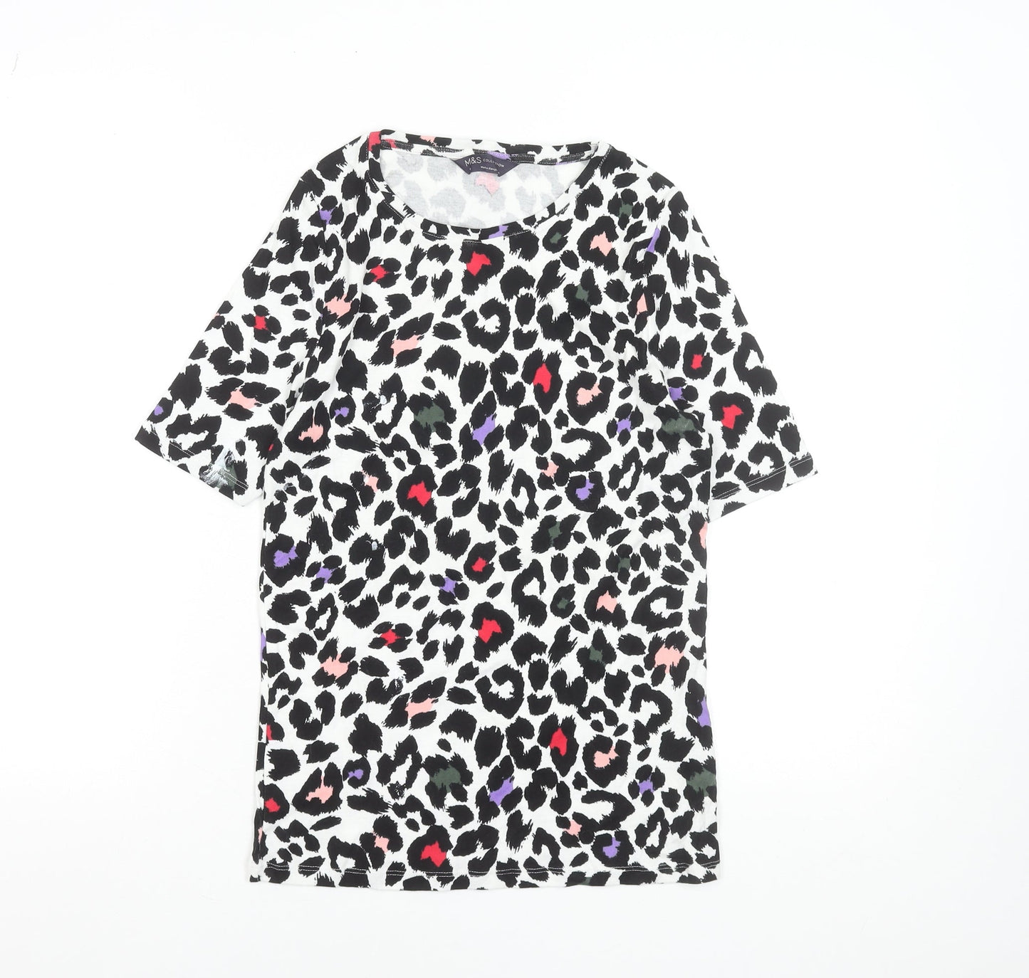 Marks and Spencer Womens Multicoloured Animal Print Cotton T-Shirt Size 10