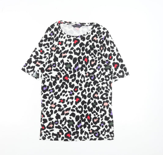 Marks and Spencer Womens Multicoloured Animal Print Cotton T-Shirt Size 10