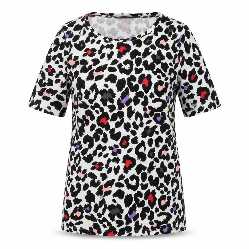 Marks & Spencer Womens Multicoloured Animal Print Cotton T-Shirt Size 10